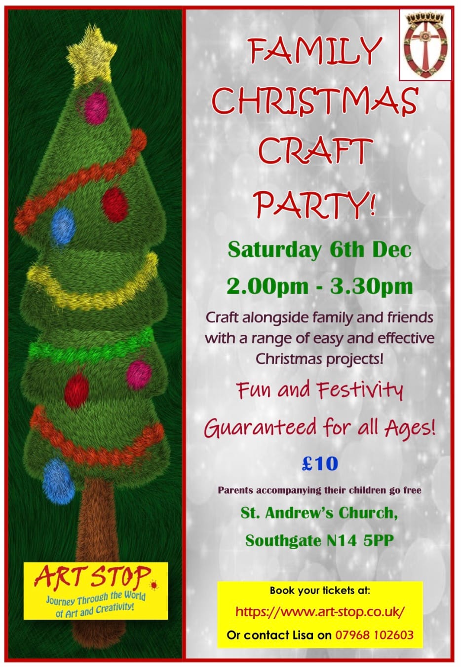 Family Christmas Craft Party! Sat 6th Dec 2pm-3.30pm